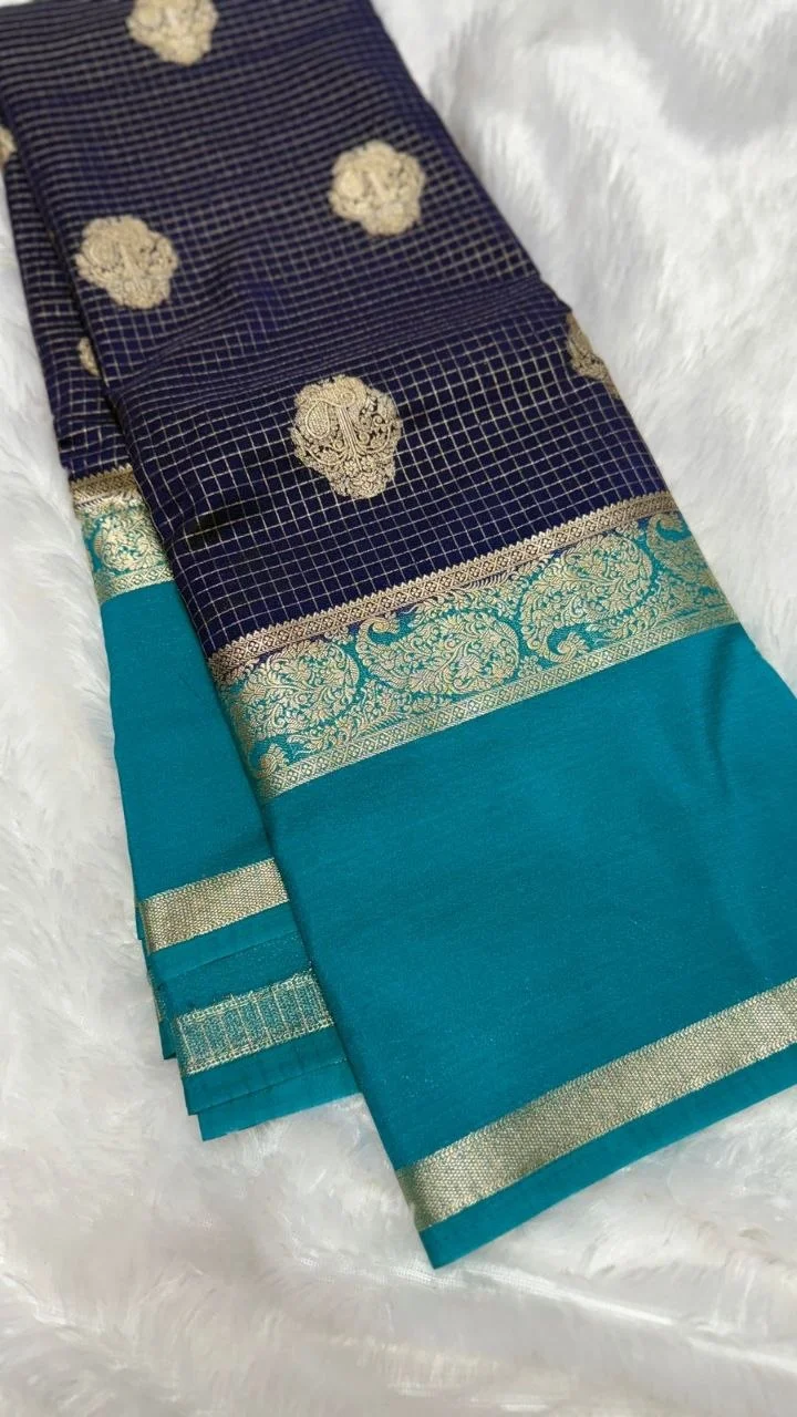 Emerald Gulabi Royale with Antique Gold Zari Mysore Silk Saree